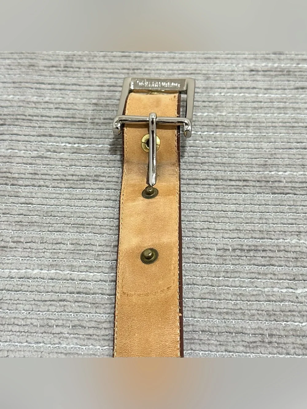 W. Kleinberg Men's‎ Brown Glazed Calfskin Leather Dress Belt Silver Buckle 40